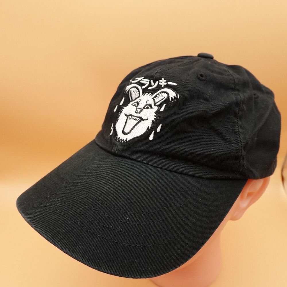 Lucky Cat Hat Cap Strap Back Black Embroidered Graphic Japanese Mens Streetwear